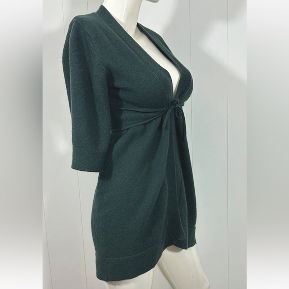 VTG UNITED COLORS of BENETTON emerald green wool open cardigan robe sz M - italy - Picture 4 of 8